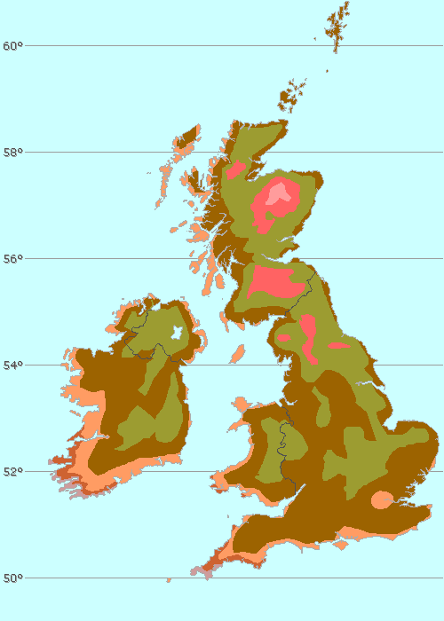 Hardiness Zone Map for the UK